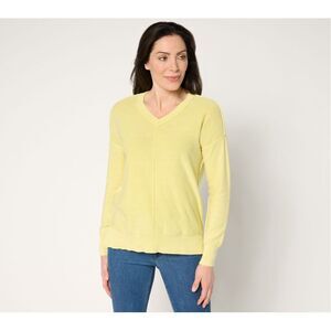 Women Control Women's Top Sweater Sz S 100% Cotton Wash Effect Yellow A676014